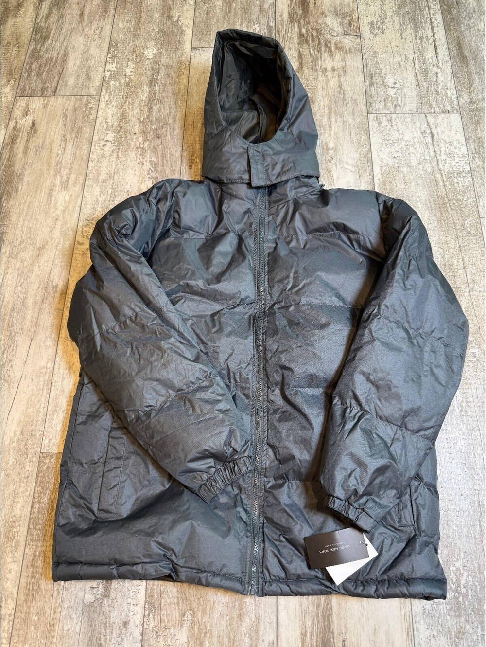 Marc New York Andrew Marc Womens M Grey Hooded Puffer Jacket NWT